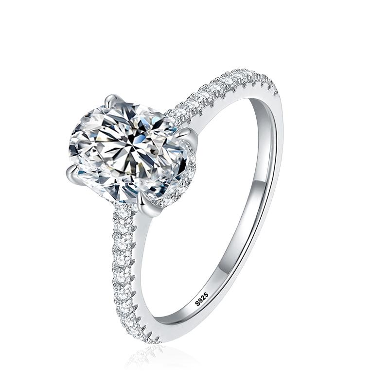 

NeeTim 1ct 2ct 3ct Oval Cut Moissanite Rings for Women 925 Silver Lab Diamond Wedding Engagement Ring Gemstone Band 4&1ct 5x7mm