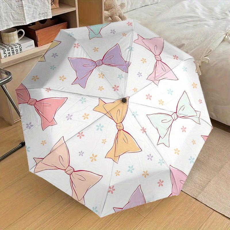 1pc Bowtie Pattern Themed Umbrella, 8 Rib Frame,Automatic Opening 3 Fold Umbrella, Lightweight and Durable Couple Umbrella-091