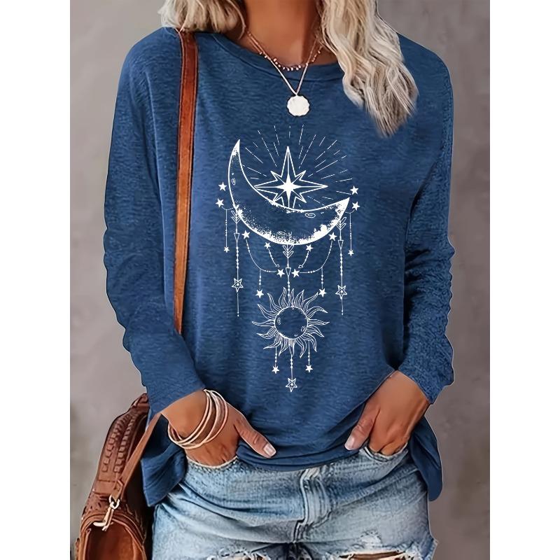 Women's round neck long sleeve casual loose top bottoming T-shirt