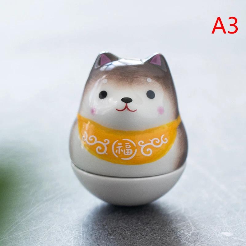 Japanese Creative Gift Ceramic Dog Car Ornament Fortune Flower Pet Doll Home Accessories Office Decoration