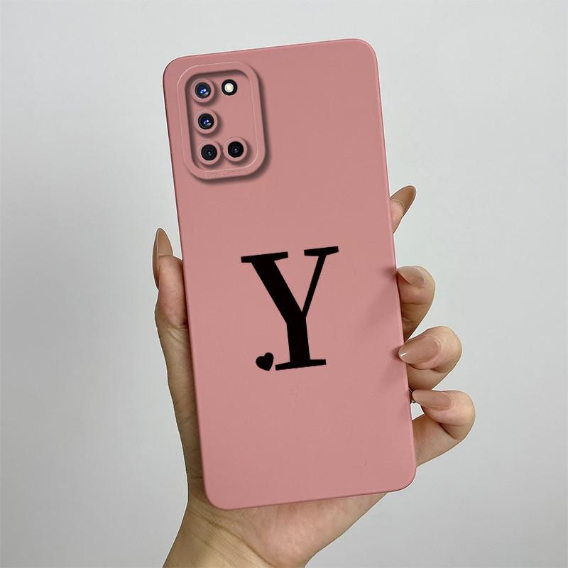 Für OPPO A52 A72 A92 Hülle CPH2061 CPH2067 CPH2059 CPH2069 Handyhülle Niedliche Initialien Quadratisch Stoßfest Silikon Rückseite