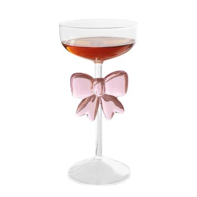 Ποτήρι Σαμπάνιας Ροζ Φιόγκος Μόδα Διάφανο Ψηλό Ποτήρι Κρασιού Κύπελλο για Σπίτι Μπαρ Γάμος Πάρτι