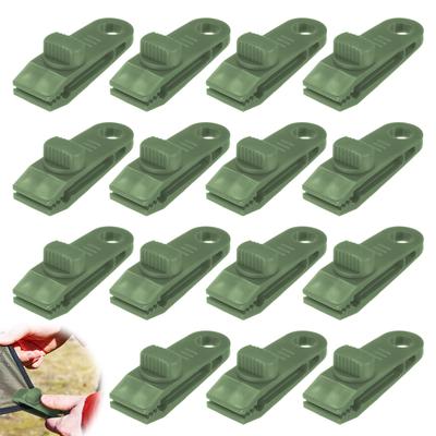 TIXIPEM Tarp Clips Heavy Duty Rock Clips [15pcs] - For Use with Camping Tarps, Awnings, Covers, Pool Covers, Boat Covers, Etc. - [Army Green - 3.3 Inc