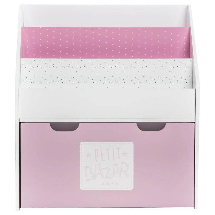 Bibliothèque enfant à roulettes rose H70cm - Atmosphera createur d'interieur