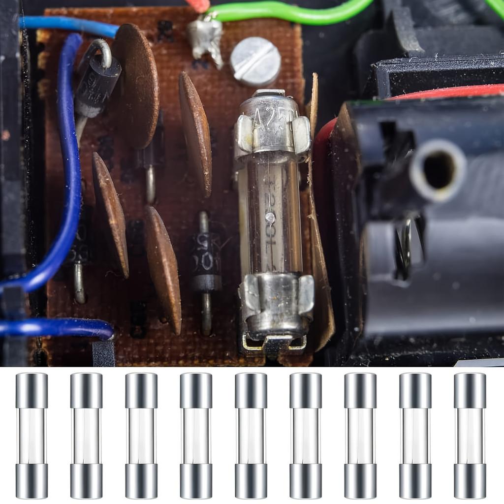 100 Pcs Glass Fuses Assortment Kit, 5x20mm Fast-Blow Glass Tube Fuses, 0.2A/0.5A/1A/2A/3A/4A/5A/6A/8A/15A