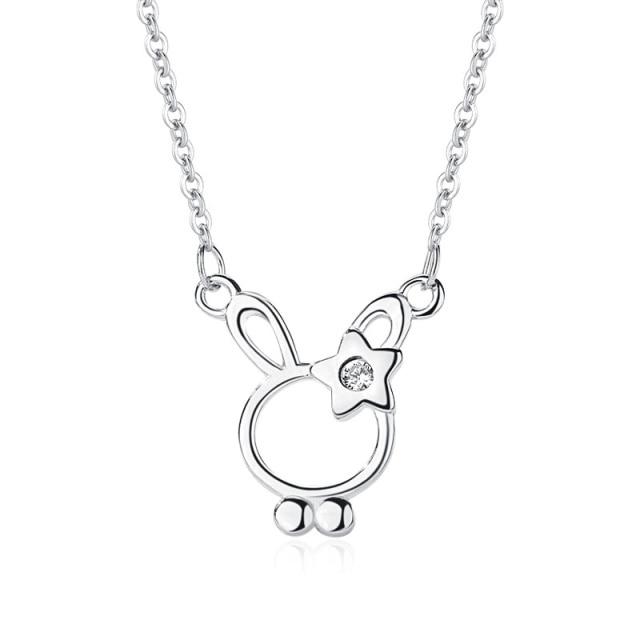 

S925 стерлингового серебра Маленький кролик Женское ожерелье Персонализированный дизайн Мода Темперамент Легкое роскошное ожерелье серебряный