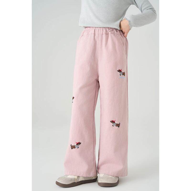 Mengtejiao Girls  Bow Embroidery Casual Pants 160
