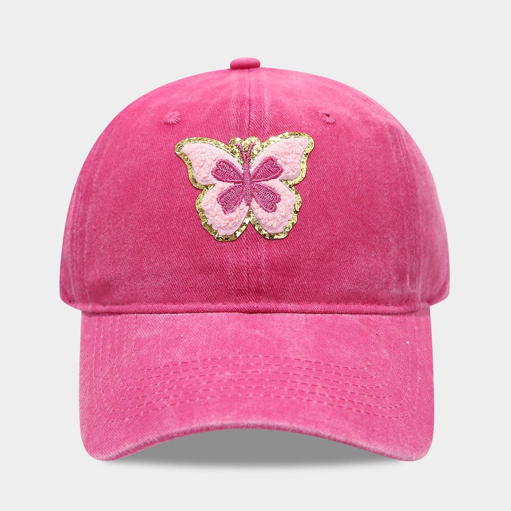 Washed and Old Butterfly Pattern Baseball Cap Female Tide Brand Soft Top Cap Outdoor Leisure Sports Sun Hat
