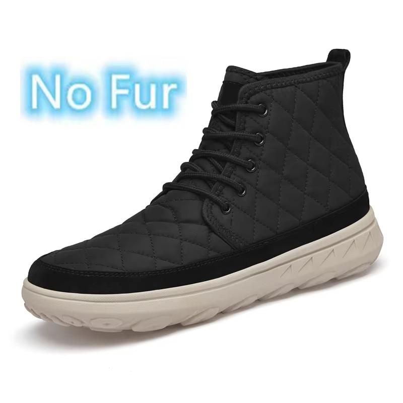 Fashion Handmade Men's Desert Winter Boots Outdoor Non-slip Walking Boots Warm Plush Fur Ankle Boots Lace-Up Canvas Treking Footwear