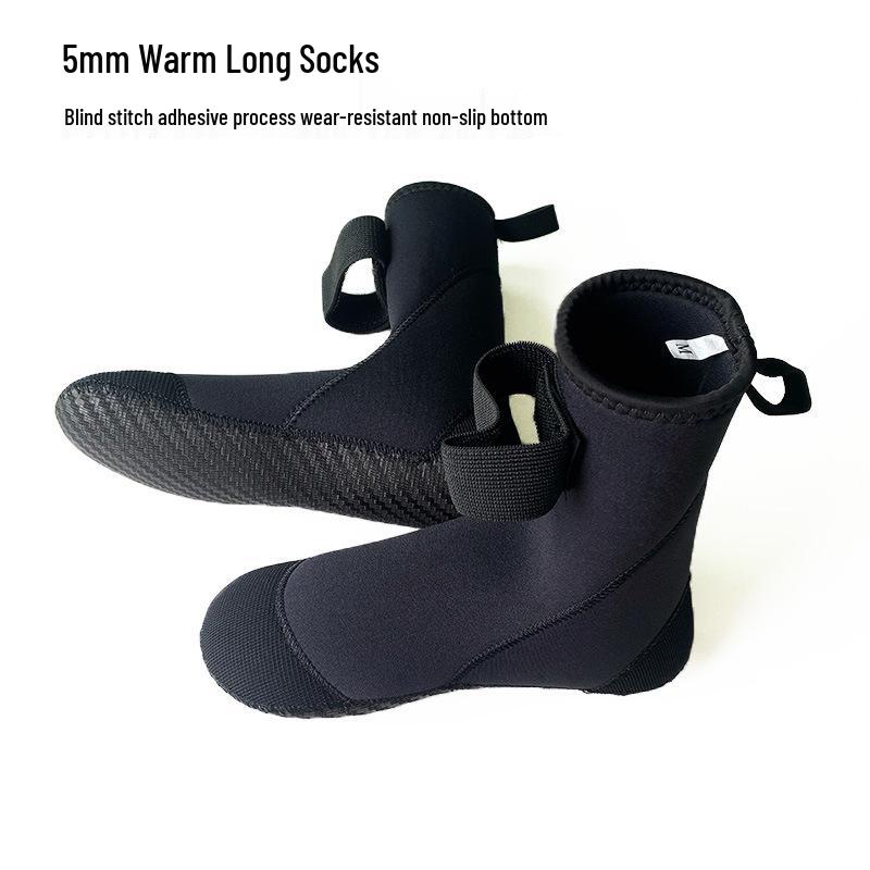 Men's 3/5MM Diving Socks - Warm, Waterproof, Non-slip, Wear-resistant Long Tube for Swimming, Snorkeling & Beach