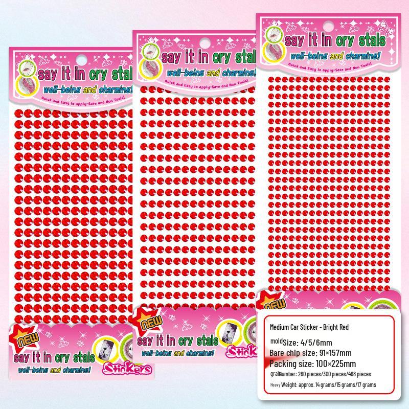 Acrylic Rhinestone Stickers: 456mm, Full Color Range, Ample Stock, Perfect for DIY.