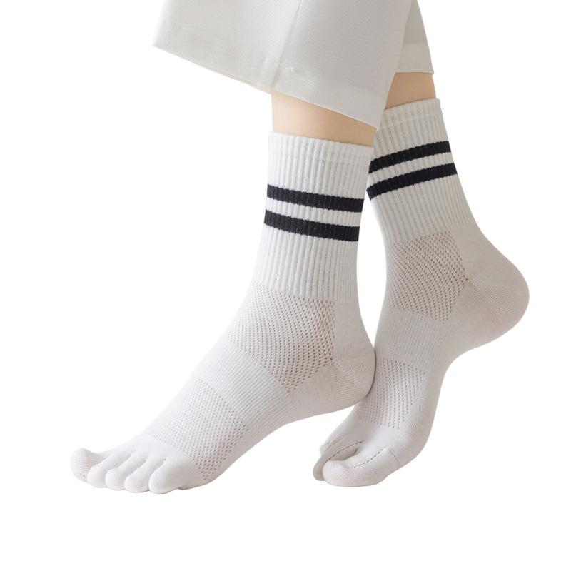 Damen Frühling und Herbst Yoga Fitness Praa Raise Elastisches Mesh Schweißabsorption Atmungsaktiv Rutschfest Fünf-Zehen-Socken