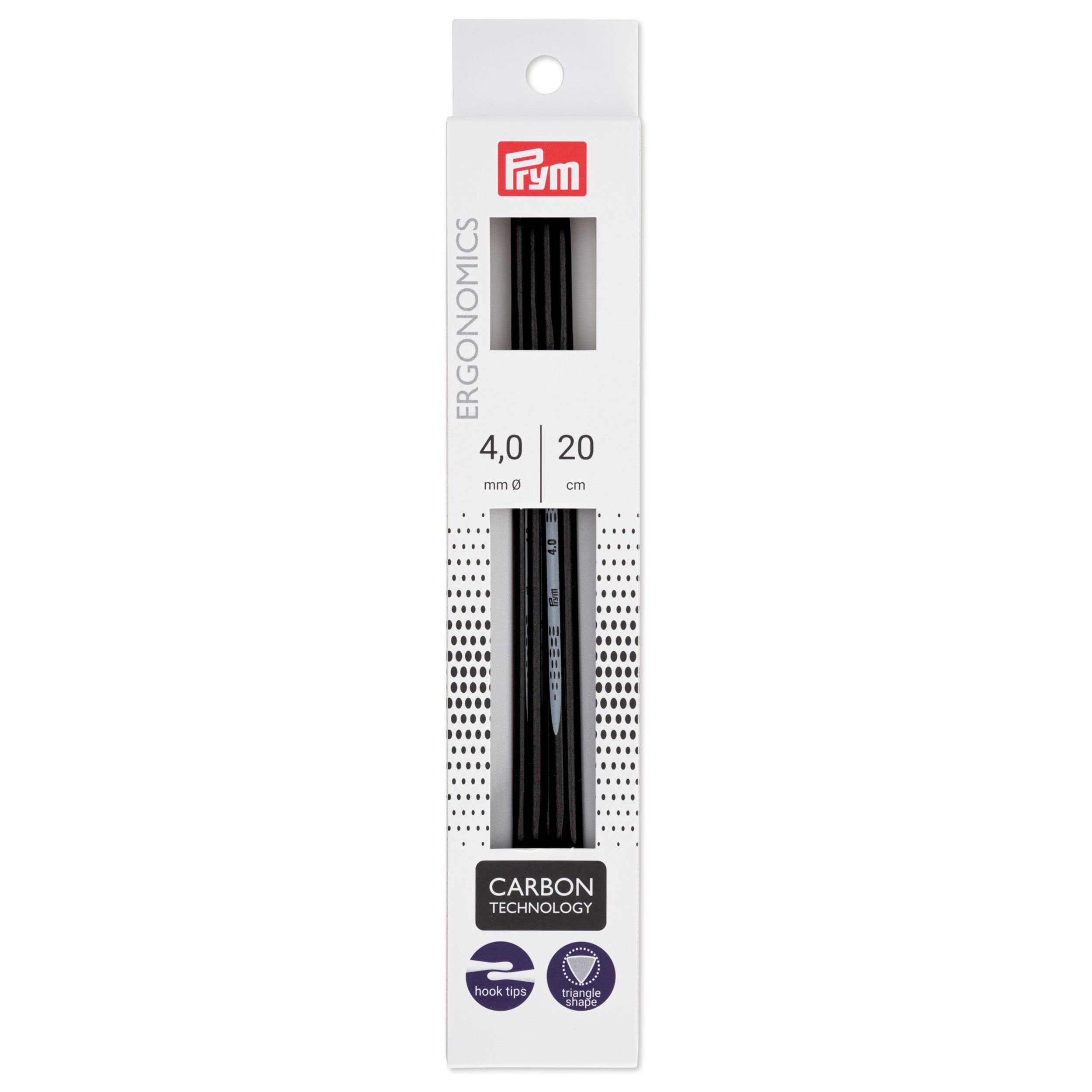 Спицы для вязания Prym Ergonomic Carbon, 5 шт., 20 см, 4,0 мм, чёрный