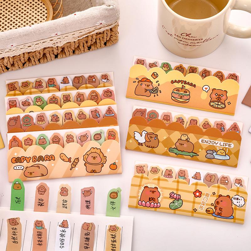 120Sheets Kawaii Strip Capybara Memo Pads Simple Scrapbooking Sticker School Supplies Post Sticky Notes Office Stationery