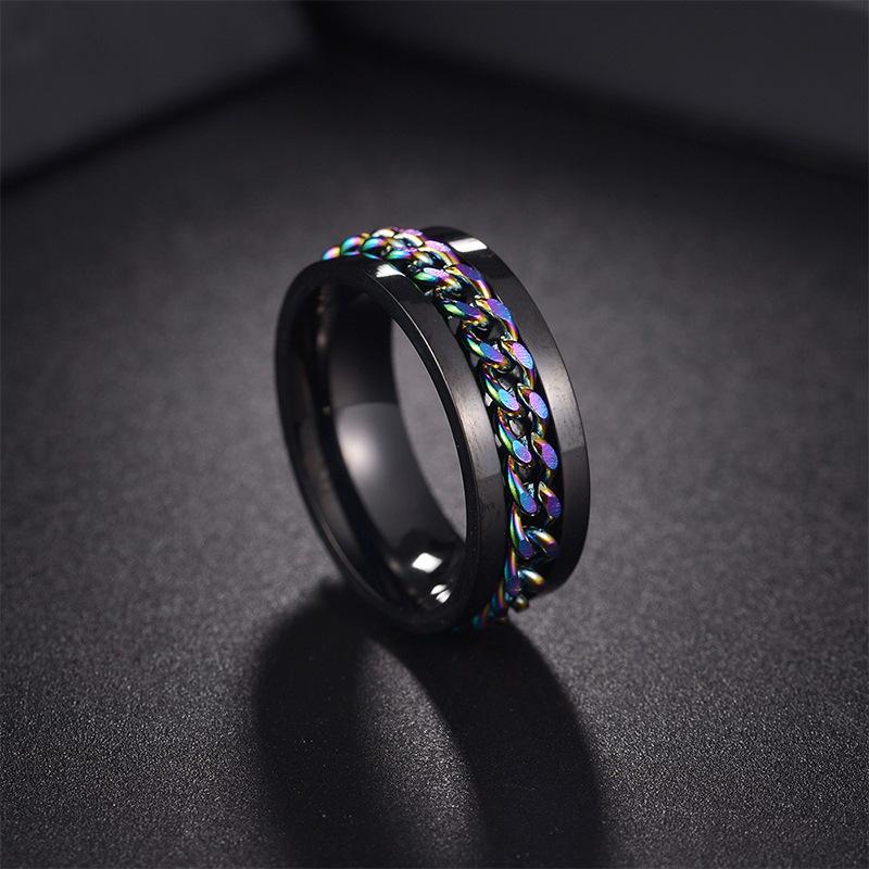 2023 European & American Titanium Steel Rotating Punk Couple Ring for High-Quality Decompression and Anti-Dryness
