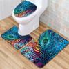 3D Feather Bathroom Toilet Three-Piece Floor Mat Door Mat Bathroom Carpet