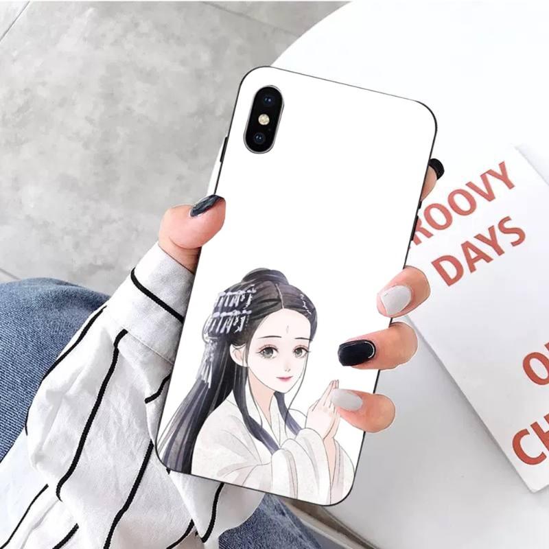 Hand Drawn Beautiful Characterss Phone Case For IPhone 14 13 12 11 XS X 8 7 6 Plus Mini Pro Max SE 2022 Soft Black Phone Cover