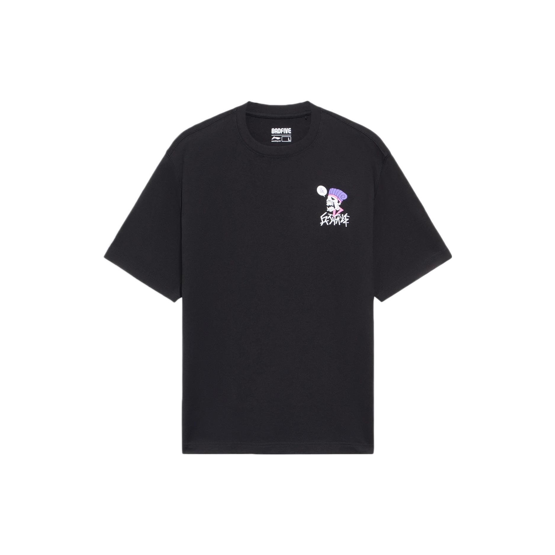 

Li Ning Bad Five Тактический юмор Графический принт Повседневная футболка с коротким рукавом и круглым вырезом Мужские футболки Черный AHSS373-1 M