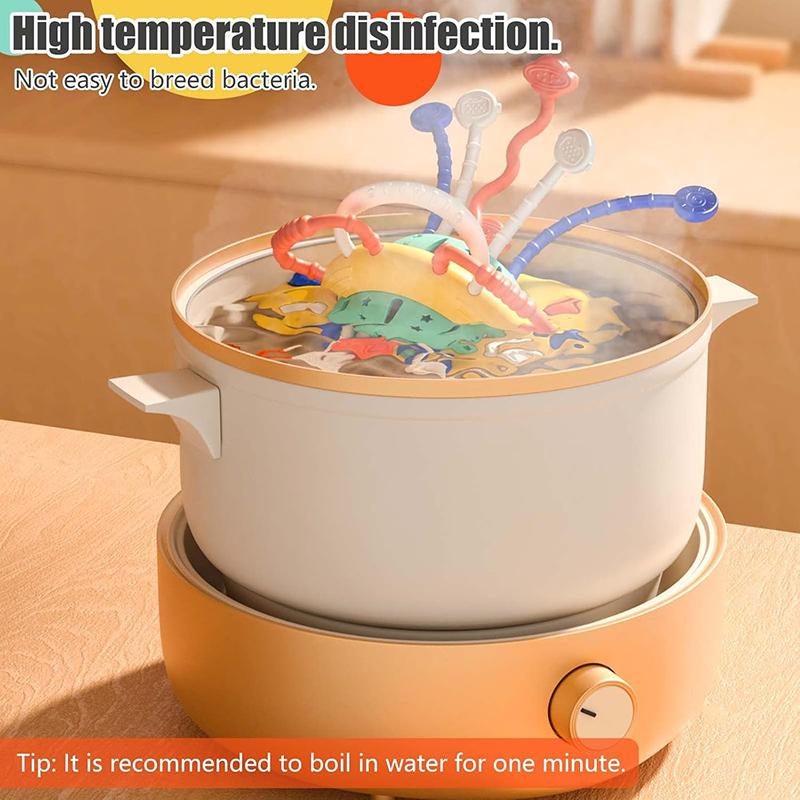 Jucării Senzoriale Montessori pentru Bebeluși, Jucării de Învățare și Educație pentru Antrenamentul Apucării cu Degetele, Jucărie de Activitate cu Sfoară de Tras din Silicon