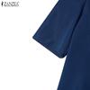 ZANZEA Women Casual Round Neck Summer Puff Half Sleeve Dress