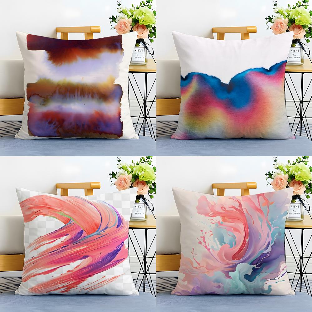 G-Gradient Ink Wash Cushion Cover Washable Linen Pillowcase Soft For Sofa Bed Cozy Home Room Decor