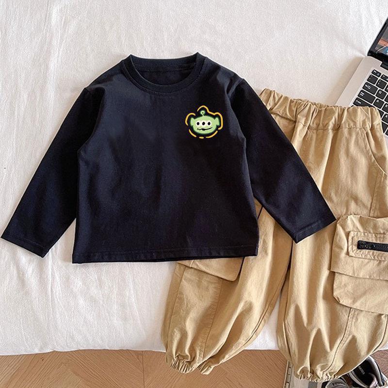 Spring Autumn New Cotton Cartoon Print Kids Long Sleeve T Shirt Boys Girls Casual Versatile Trendy Top