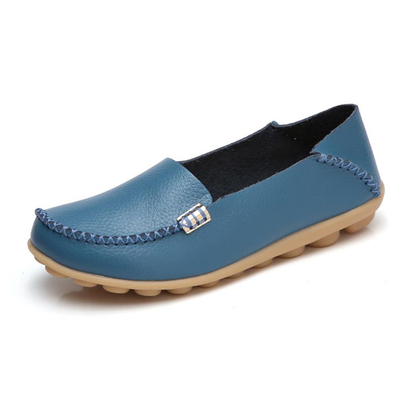 Genuine Leather Fashion Women Flats Retro Shoes Women Moccasins Nurse Shoes Casual Ballet Flats Soft Plus Size Shoes