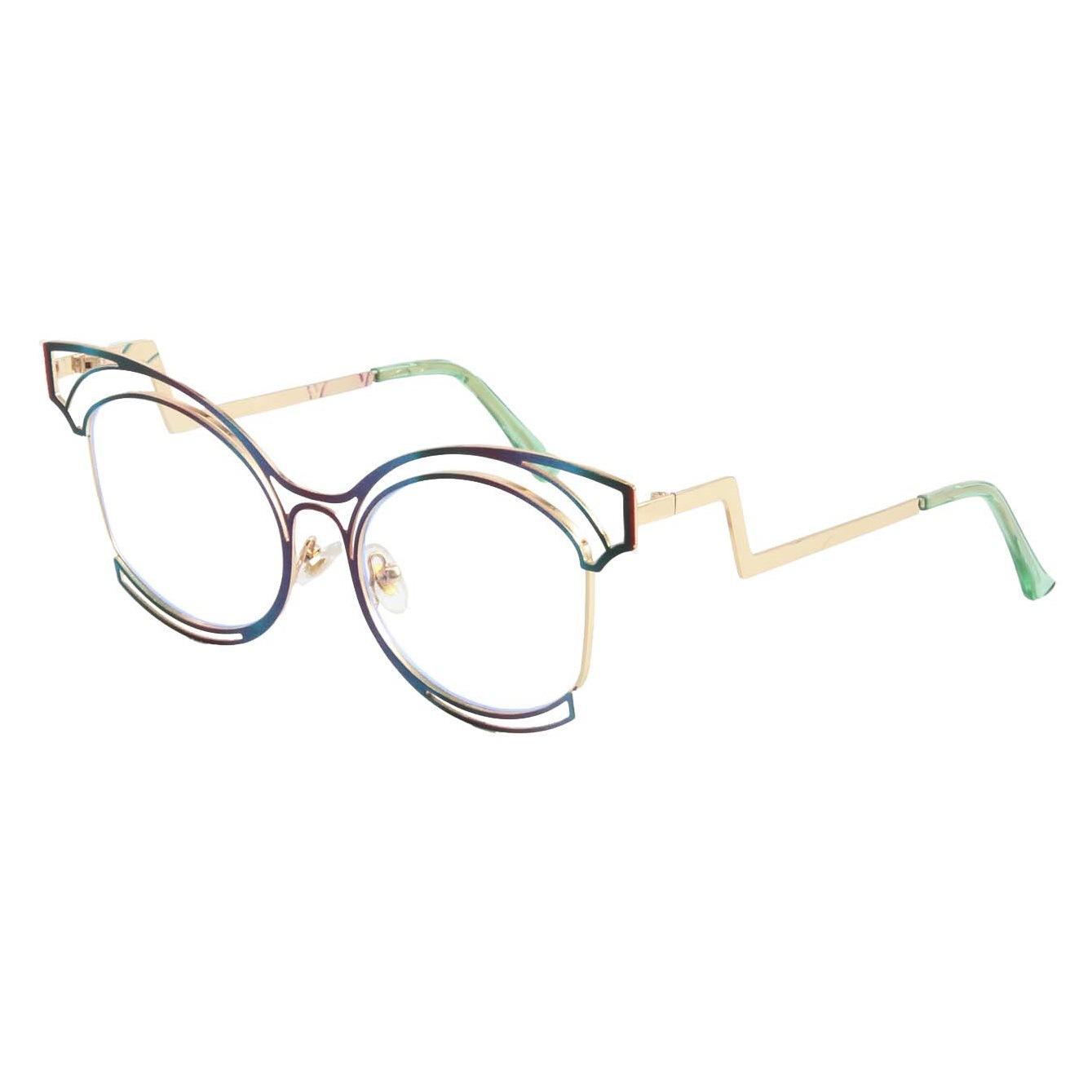 

Rhaegal Colorful Metal Frame Cat Eye Blue Light Blocking Glasses Woman Stylish Design Plano Lenses Cosmetic Glasses