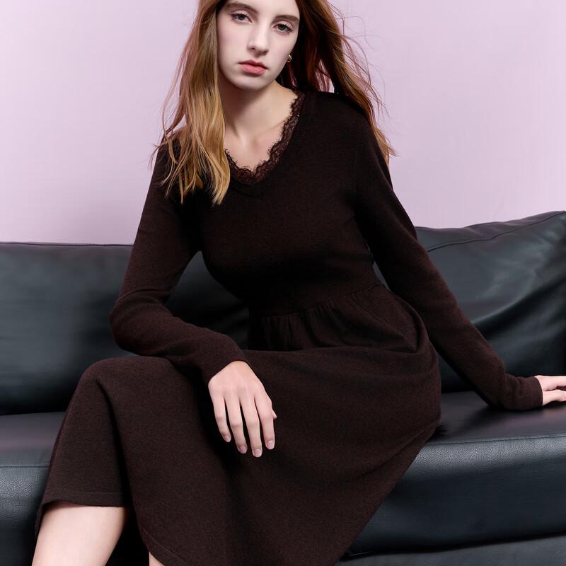 

Sancai Autumn 2025 Women s Knit V-Neck A-Line Midi Dress L