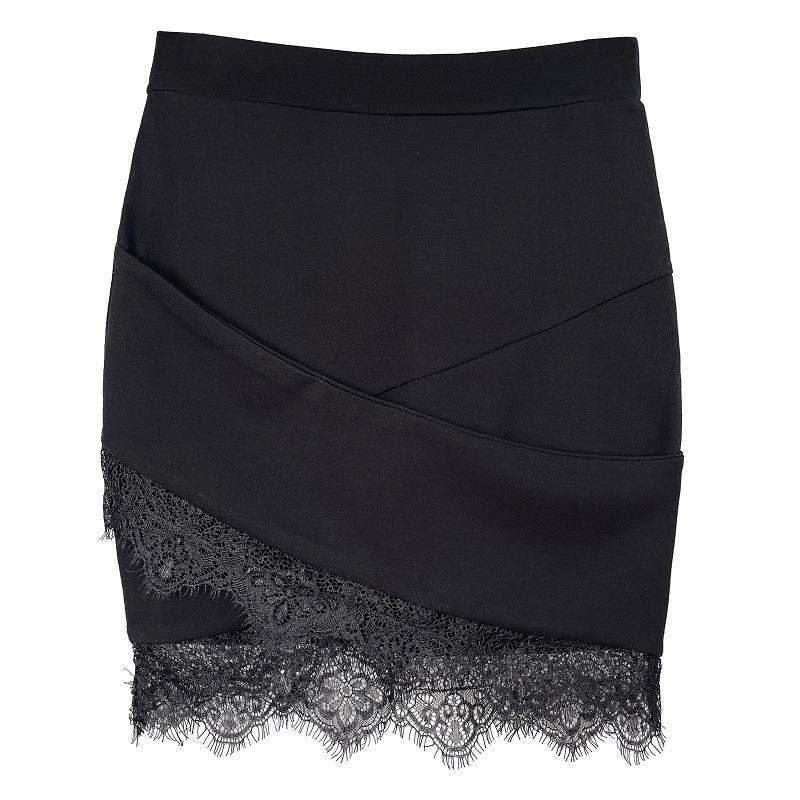 Dongdaemun Sexy Lace Trim High Waist Slimming Mini Skirt for Women