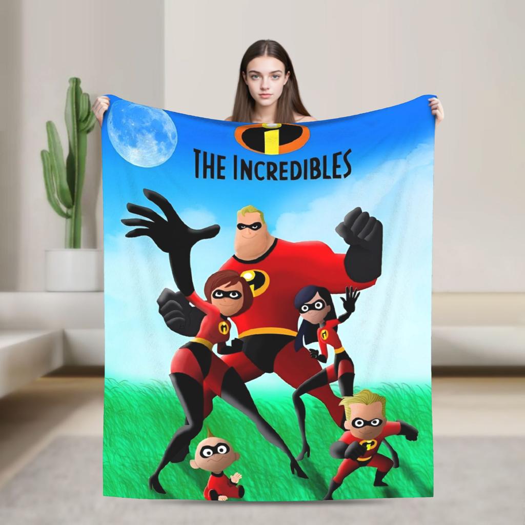 Gli Incredibili Mr. Incredibile Coperta Copriletto Flanella Cartone Animato Elastigirl Coperta Morbidissima per Letti Divani Trapunte