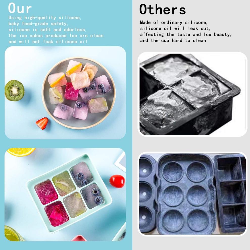 3-Piece Ice Cube Molds, Silicone Ice Cube Tray with Lid, Stackable and Dishwasher Safe Ice Cube Molds