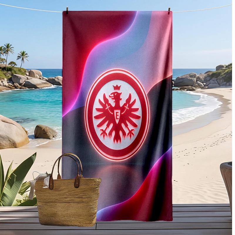 Asciugamano da Spiaggia con Stampa del Club di Calcio Eintracht Frankfurt, Asciugamano Grande Morbido Asciugatura Rapida per Spiaggia Campeggio Nuoto