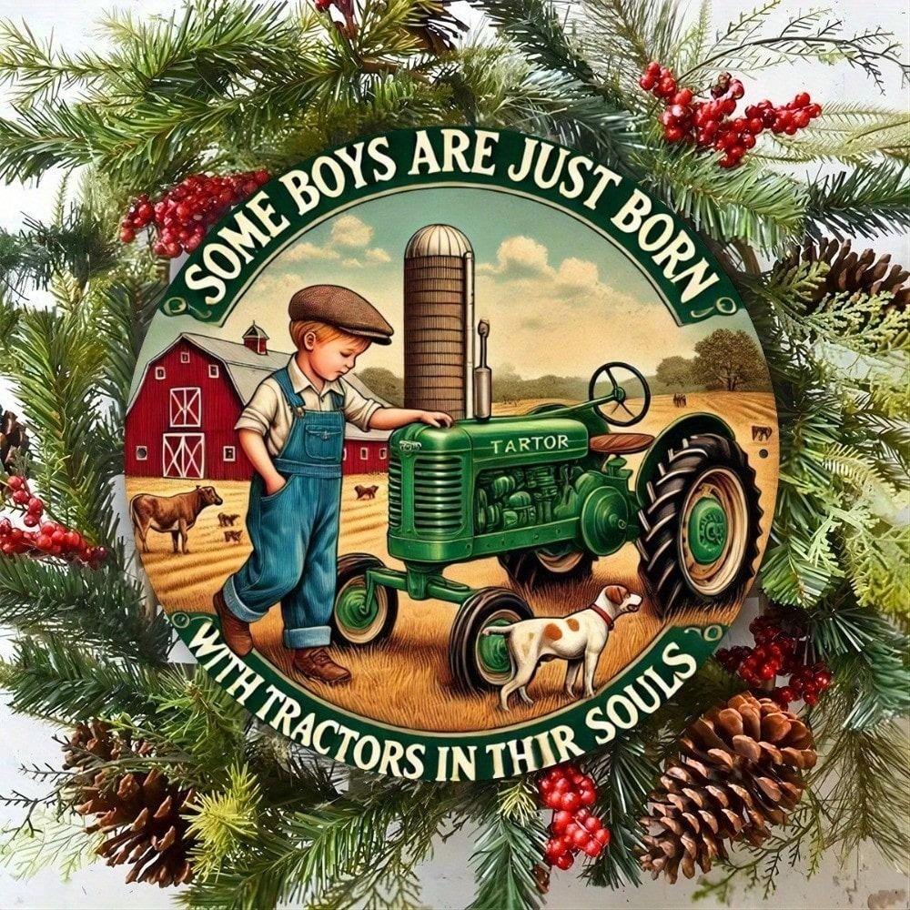 Retro Tractor Metal Sign 20x20 Cm Vintage Tin Poster for Bar Wall Decor