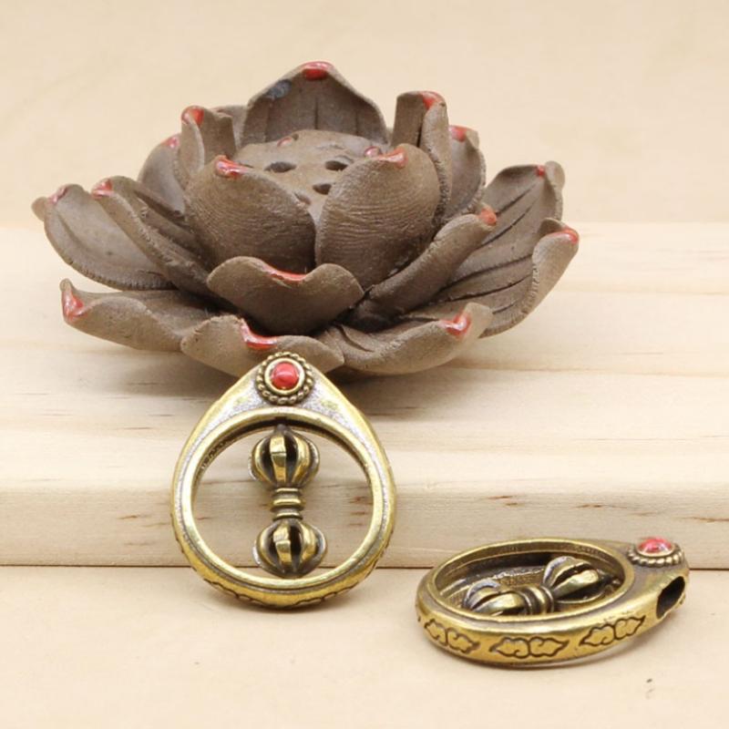Ethnic Tibetan Buddhist Vajra Rotating Pendant Charm Religious Decoration Blessing Amulet Protection Amulet,Brass Hanging Pestle