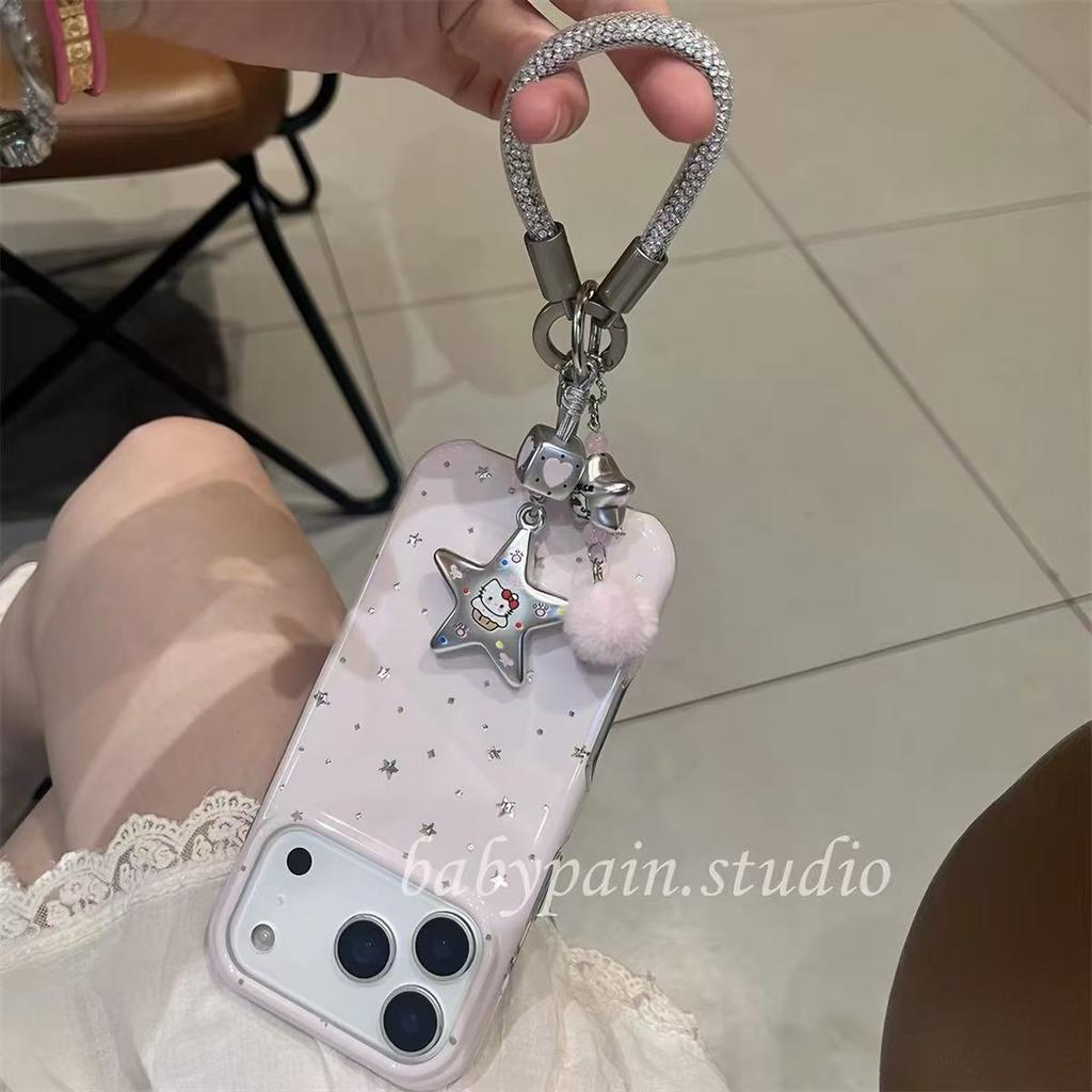 Korean cute stars apply to iPhone17promax mobile phone case Apple 16pro silver love bracket