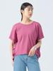 Beams Heart Back Mixed Material Crew Neck One Size S/S Tee, Tuck, Pullover, Women's, Berry,