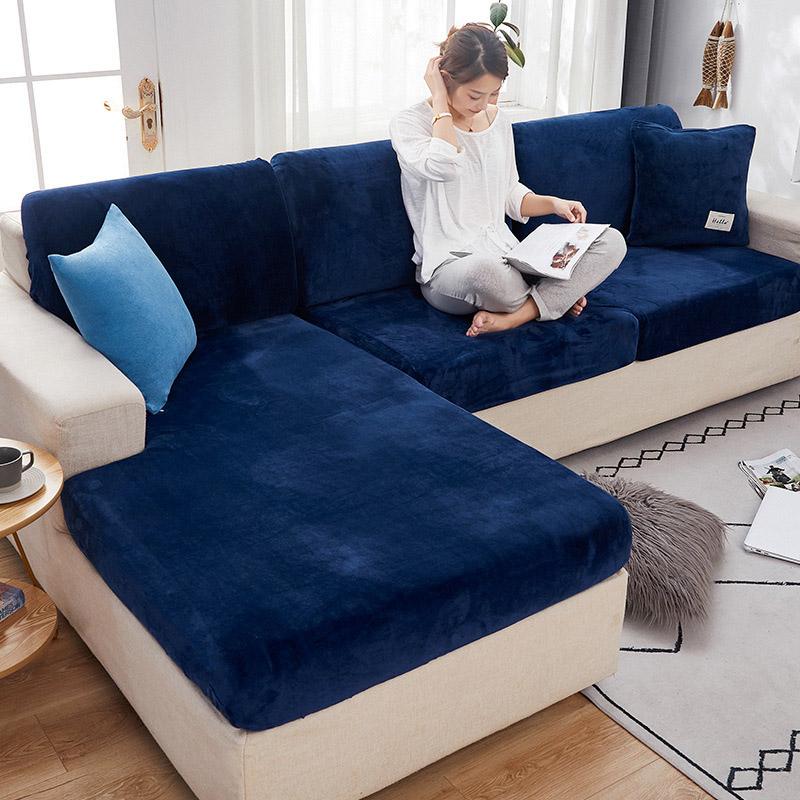 Velvet Sofa Slipcovers Funiture Protector Seat Cover Cushion Cover Thick Jacquard Solid Soft Stretch All-Inclusive Sofa Cover