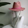 Chain Punk Straw Hat 2023 New Sun Hat Gold Chain Accessories Jazz Hip Hop Summer Hat Punk Style Beach Hat Church Hat