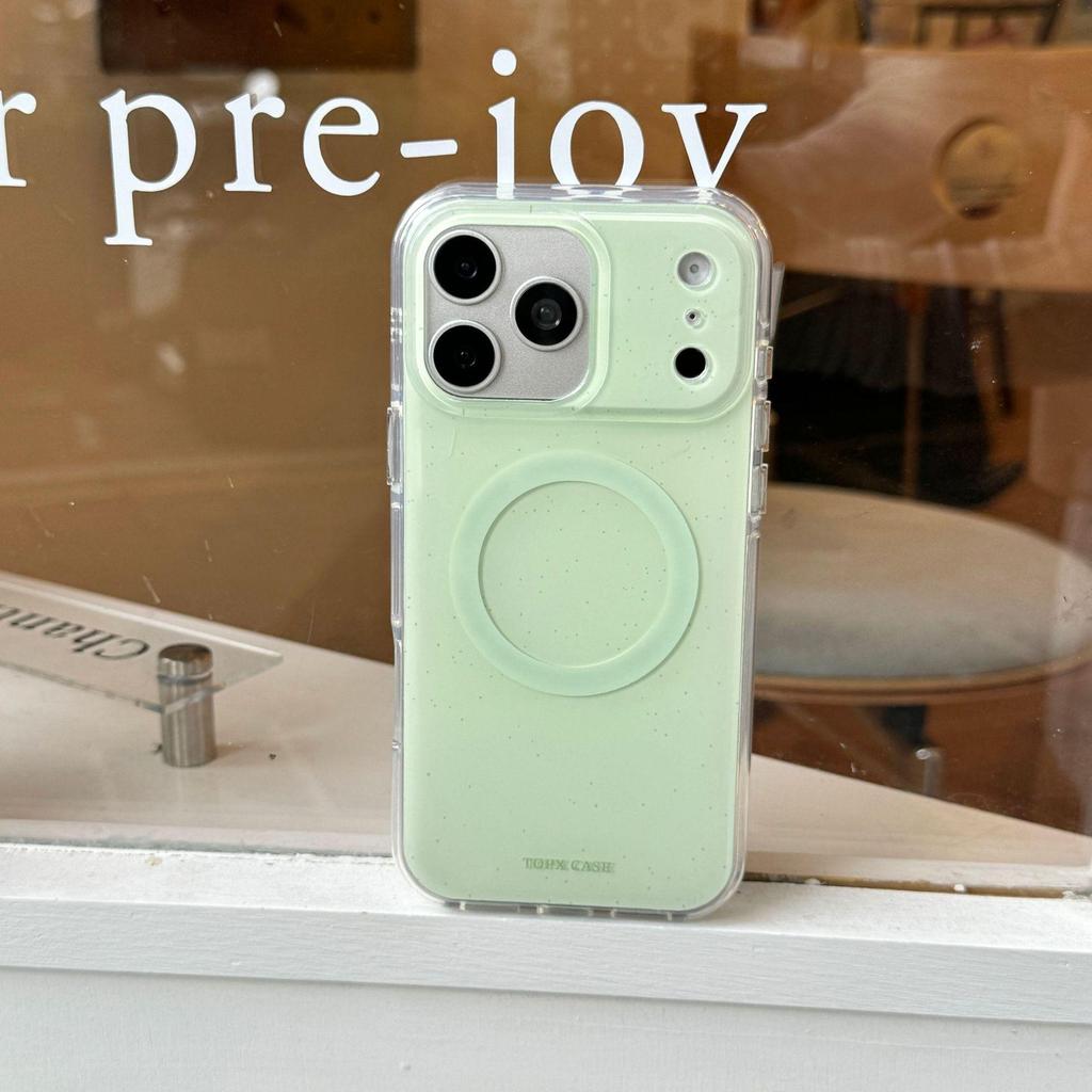 Minimalist Green Ink Splash Case with Gemstone Holder for iPhone 17 Pro Max/16/15/14