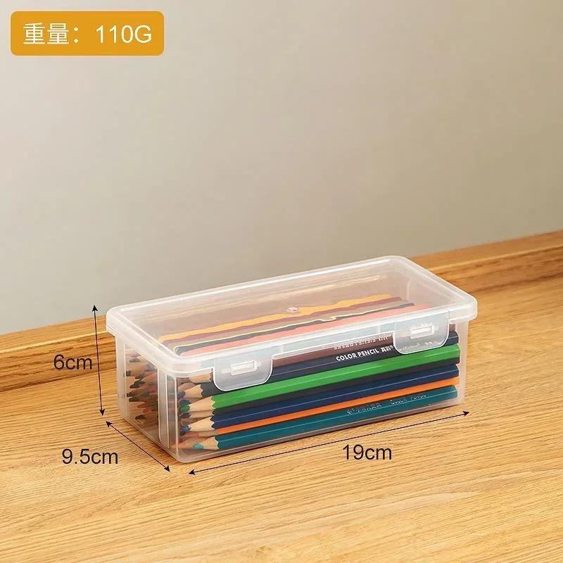 Large Capacity Box Case Transparent Storage Pencil Marker Pen Stationery Holder for Office School Desktop Organizer Solid Color