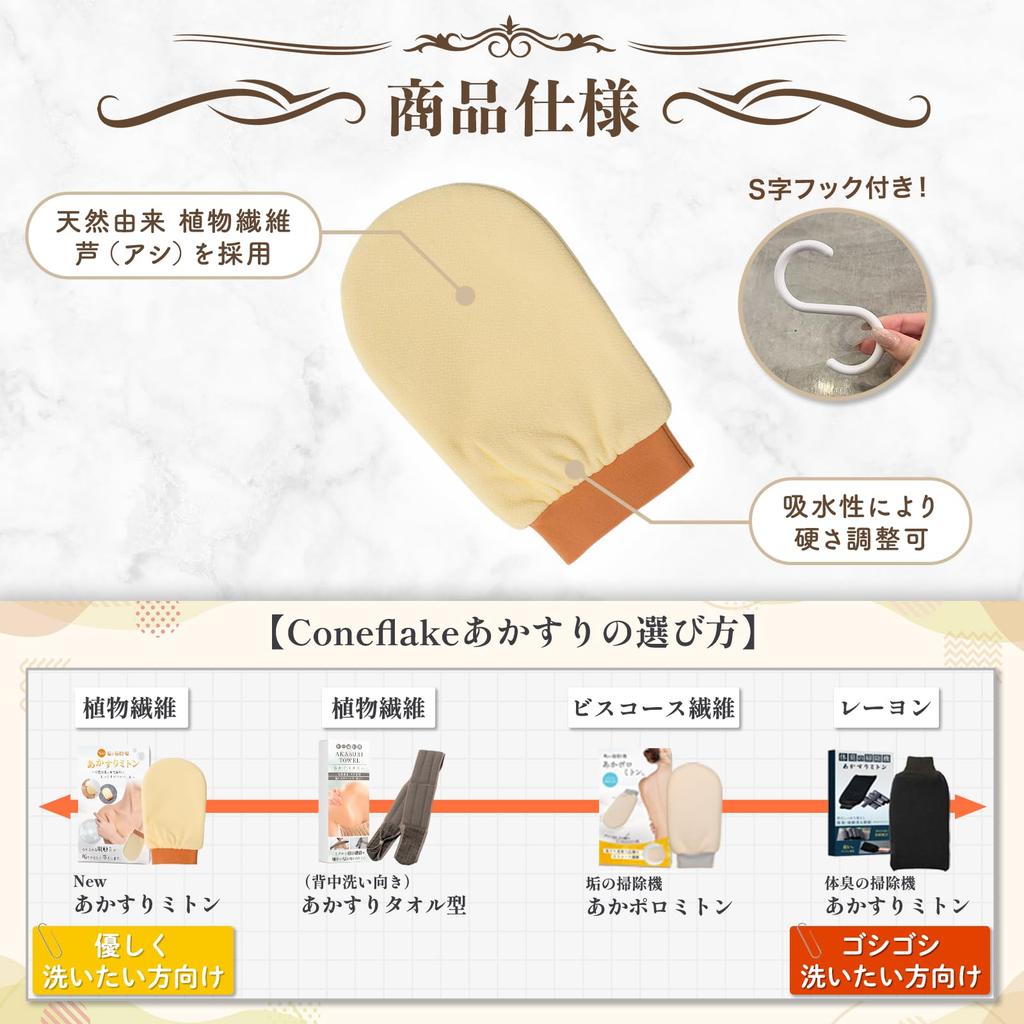 Exfoliating Towel Mitten for Gentle on Removes Dead Skin for Smooth [Akaporo (New) Women, Skin, Skin]
