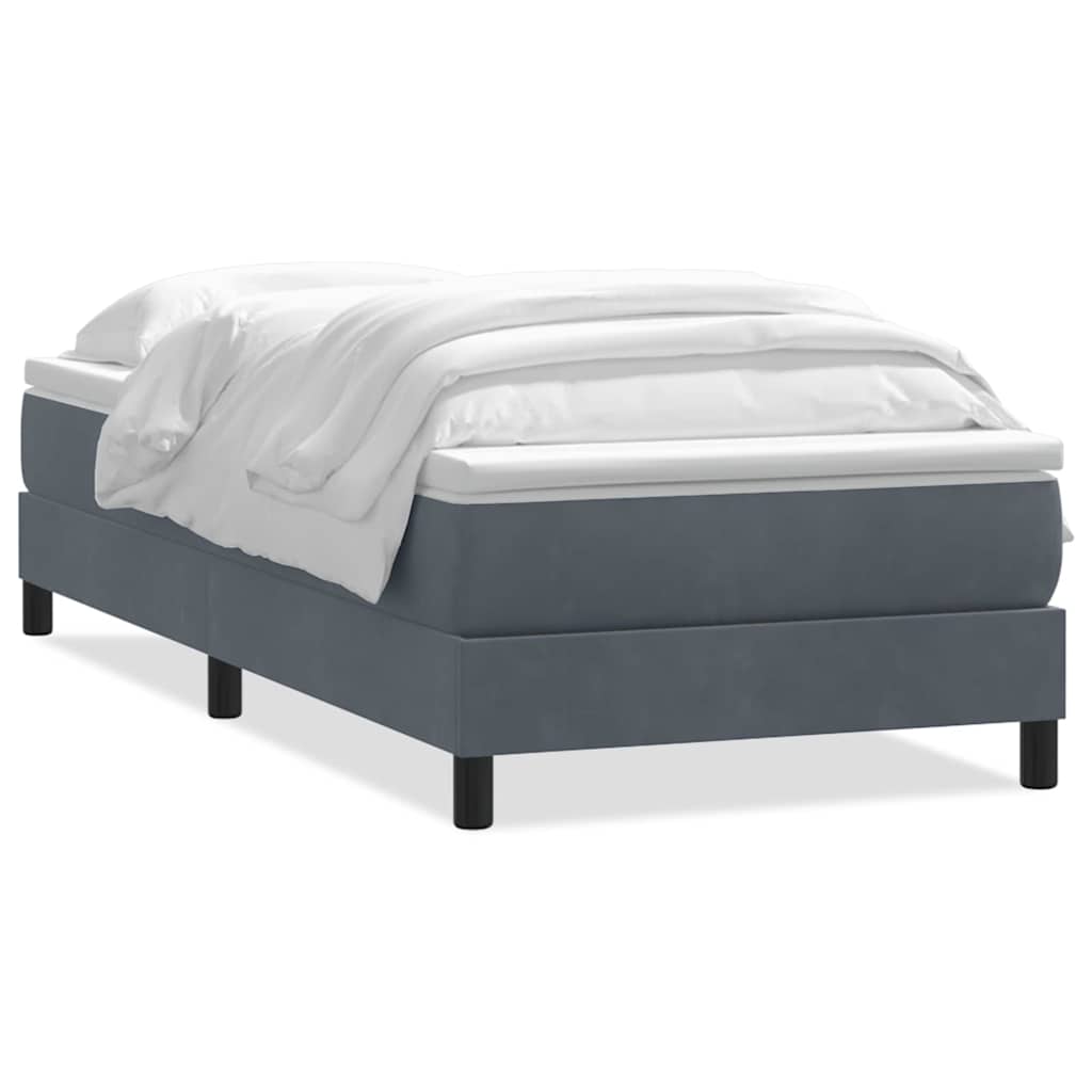 Continental Bed With Mattress, Dark Gray Velvet, 80X220 Cm