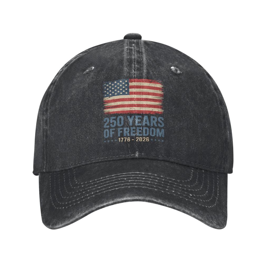 USA Th Anniversary American Baseball Caps Casual Distressed Denim Washed Sun Cap for Unisex Women Outdoor Adjustable Fit Cap