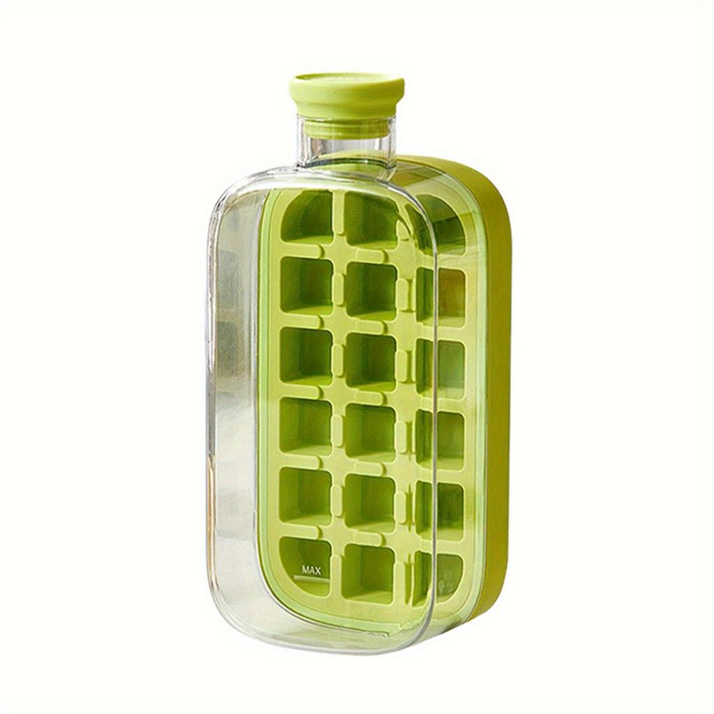 2 In 1 Ice Cube Maker Water Bottle , Touch Free Silicone Ice Trays, 12/18 Grids, Leak Proof, Easy Release for Home/Office/Trave