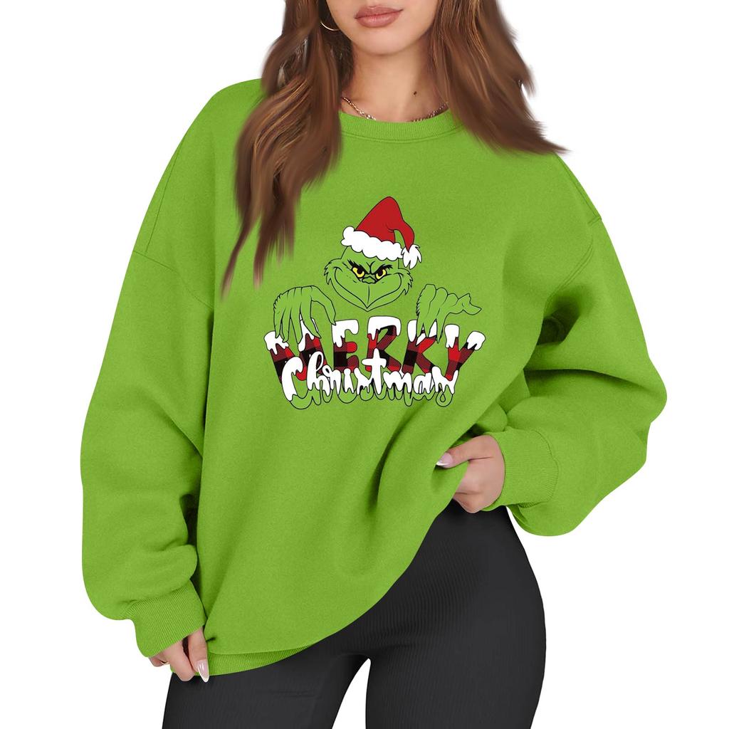 Women's Casual Fashion Long Sleeve Christmas Printed Round Neck Sweatshirt Top