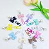 Plastic Acrylic Shimmering Bowknot Pearls Phone Charm Short Pendant Cellphone Detailing Jewelry Lanyard Strap Decoration