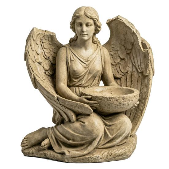 Goddess Statue Bird Feeder Retro Angel Figurine Garden Bird Feeder Artistic Outdoor Bird Feeder for Patio Backyard Porch Decoration