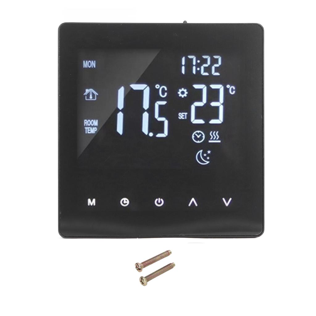 Digitalthermostat LCD-Anzeige Programmierbarer Smart-Touchscreen Fußbodenwasserheizung Kesselregler Schwarz AC90‑240V