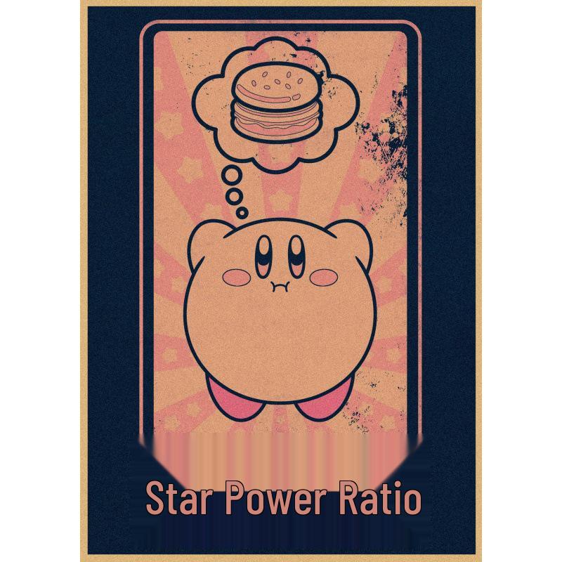 Kirby Retro Japanese Anime Poster - Cartoon Kraft Paper Wall Art